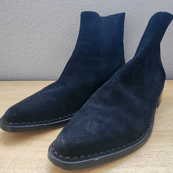 Vince Denver Western Chelsea Black Leather Ankle Boot Booties Womens 6.5 - Picture 3 of 11